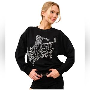 NEW!!! Women's Blue B. Bull Rider Embroidered Sweatshirt, Sz Medium, NWT